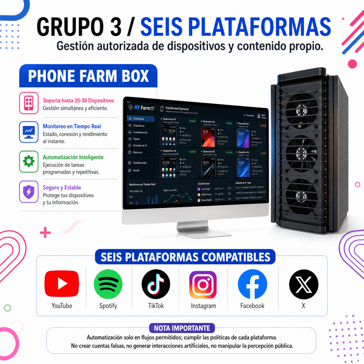 AY Farm bot Box, dispositivos, computadora y red | 60 dispositivos | TR - AY Farm Bot